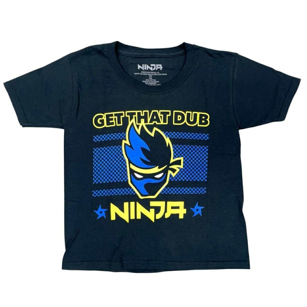 Ninja Get That Dub Youth XS‎ T-Shirt Black Video Gamer Graphic Tee NEW